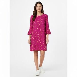 Old Navy Shift Dress Womens Size Medium Pink Floral Bell Sleeve Boho Simple Chic